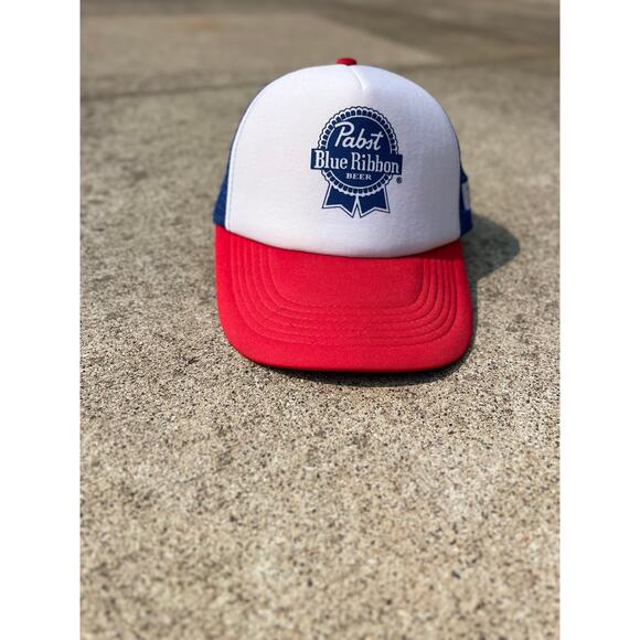 Pabst Blue Ribbon Beer Unisex Mesh Trucker Snapback Hat Pabst Logo PBR - Picture 1 of 5